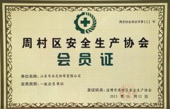 YP电子无纺布荣获周村区安全生产协会会员证